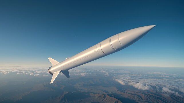DF-17 hypersonic missile ascends rapidly into the clear blue sky, showcasing advanced military technology and engineering precision