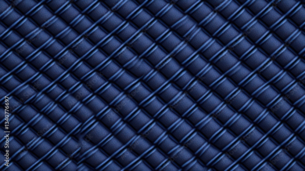 Poster a close-up of a textured blue fabric with a woven pattern, showcasing intricate details and depth, d