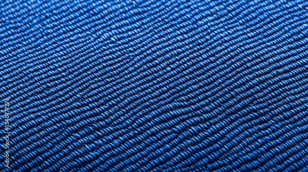 Poster a close-up image of a textured blue fabric, showcasing intricate weaving patterns that create a rich