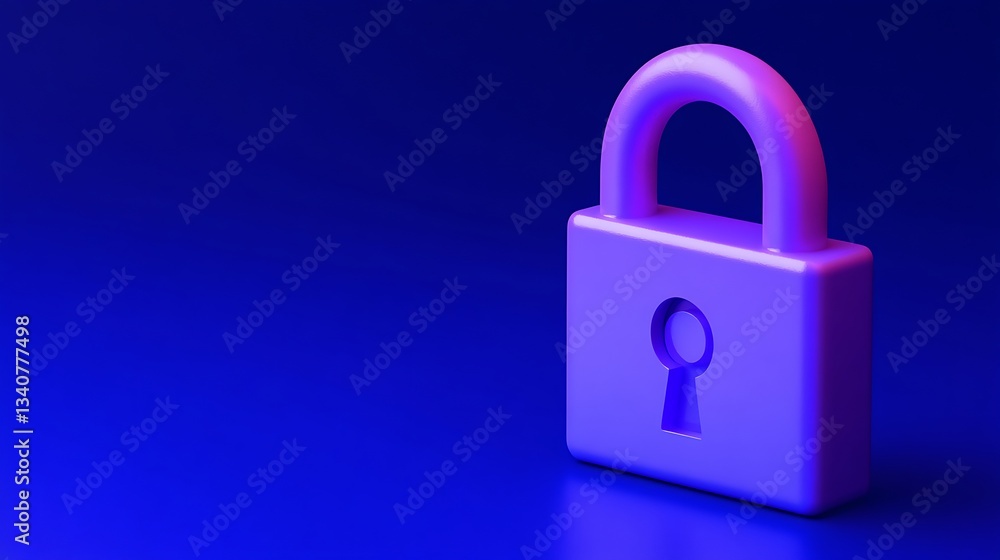 Poster abstract digital padlock on a gradient background representing security and privacy in modern techno