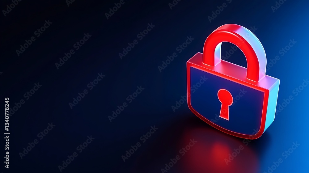 Poster bright and bold icon of a digital lock symbolizing secure data protection in a modern context