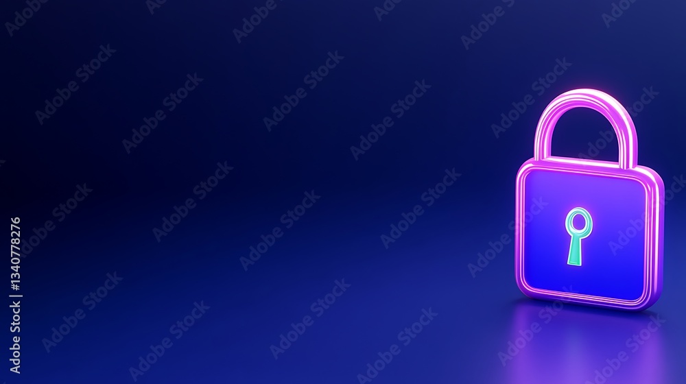 Aufkleber bright and colorful neon lock symbol on a gradient background for security and privacy concepts