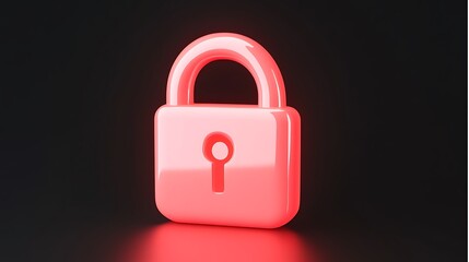 Bright Pink Lock Symbol on Dark Background Representing Security and Privacy Concept in Modern Digital Environment
