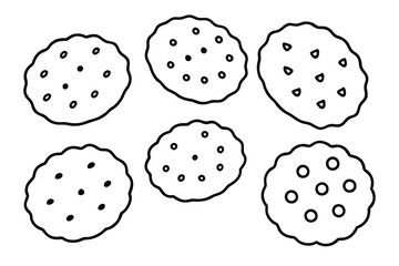 Anzac biscuit line art elegant biscuit outline design.eps