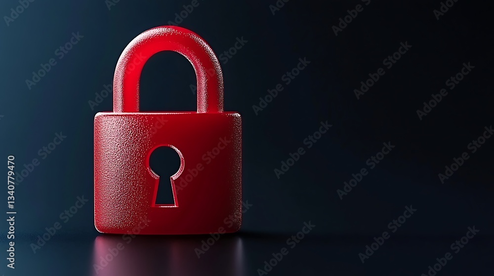 Poster bright red padlock on dark background symbolizing security and protection in digital and physical sp