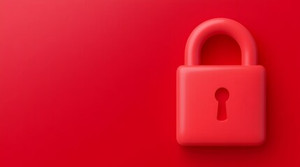 Bright red padlock on a vibrant red background symbolizing security, protection, and safety for digital assets