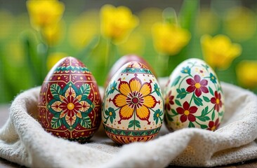 Colorful Hand-Painted Easter Eggs 