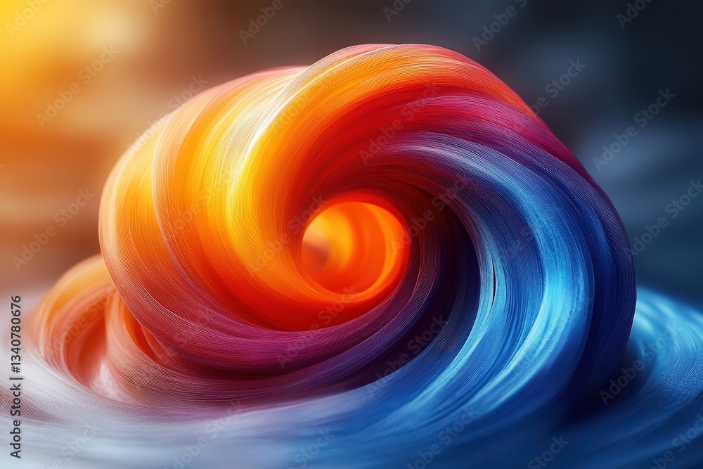 Poster transforming a line graph of stock performance into a mesmerizing swirl of color that represents com