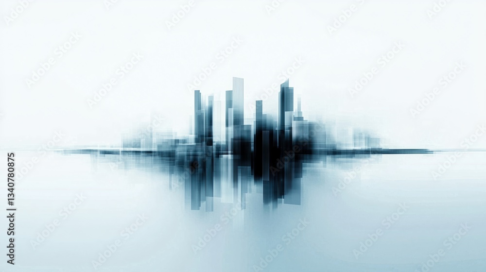 Poster visual representation of data trends using a delicate bar graph in subtle shades of blue and gray