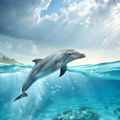 Fototapeta premium Dolphin Ocean Jump: Wildlife Photo