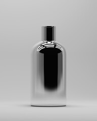 Chrome Silver Bottle Metallic Finish 3D Illustration