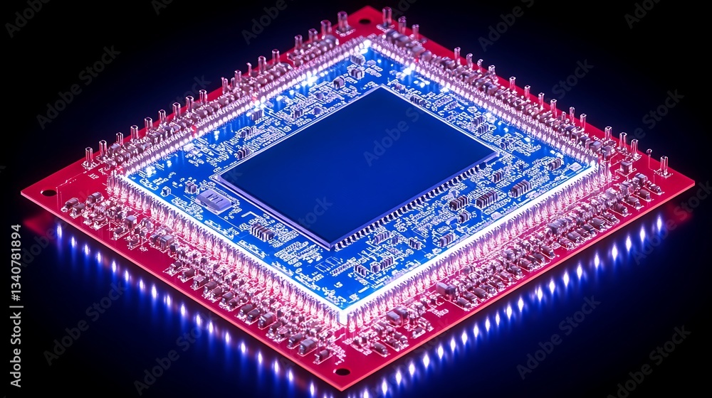 Aufkleber detailed view of a glowing microprocessor chip on a dark background showcasing technology and innova