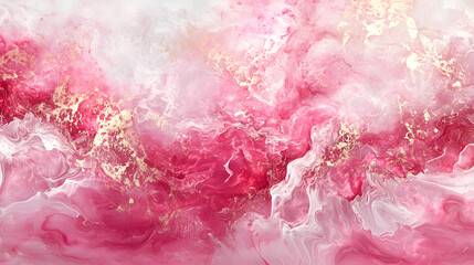 Fototapeta premium Abstract pink alcohol ink painting on pink and white background. Abstract marble background.