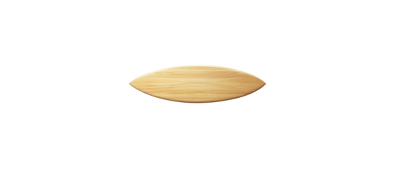 Wooden surfboard, flat view, white background

