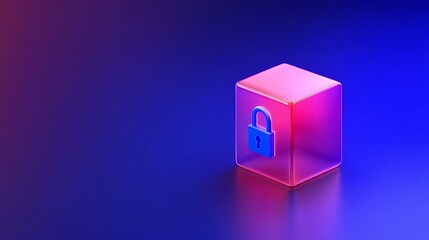 Digital Lock Icon on a Colorful Background Emphasizing Security and Data Protection Concept