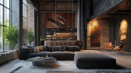 An abandoned industrial factory transformed into a modern luxury loft --ar 16:9 --v 6.1 Job ID: c0d644b0-5a64-4919-abe6-a90a9b1e4572