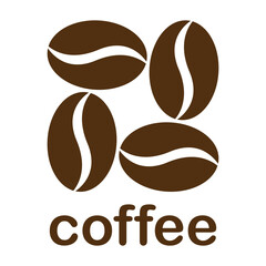Coffee beans vector logo. Black and white logo design. Minimalistic retro illustration.