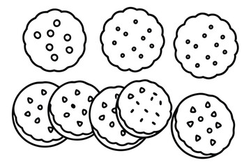 Anzac biscuit line art minimalist dessert concept.eps