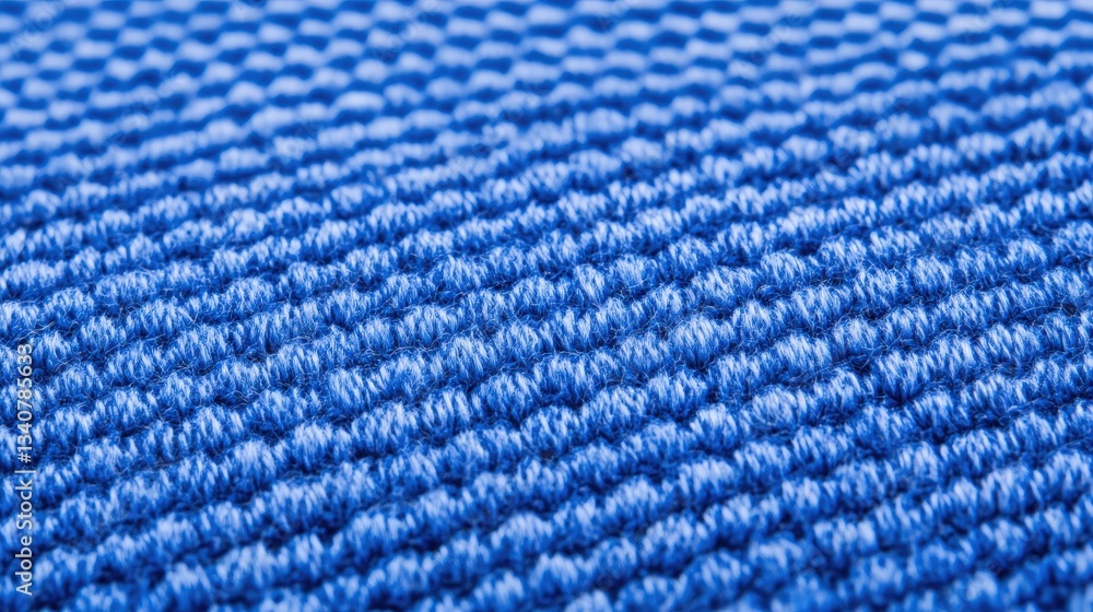 Poster a close-up view of textured blue fabric, showcasing intricate patterns and a vibrant color that adds