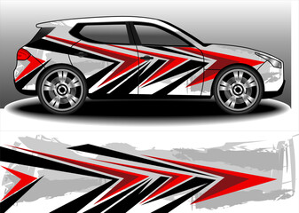 Obraz premium racing sporty car wrap decal vinyl sticker rally livery design abstract red stripe