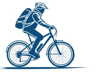 Fototapeta premium isolated transparent Background. detailed illustration of cyclist riding mountain bike with backpack, showcasing motion