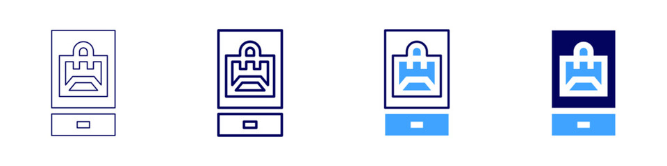 Augmented shopping icon in 4 different styles. Thin Line, Line, Bold Line, Duotone. Duotone style. Editable stroke