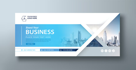 Corporate web banner mockup, a social media template for branding and a cover header background for websites