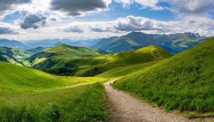 Breathtaking panorama of morning wild nature high in mountains,mountain landscape in the summer