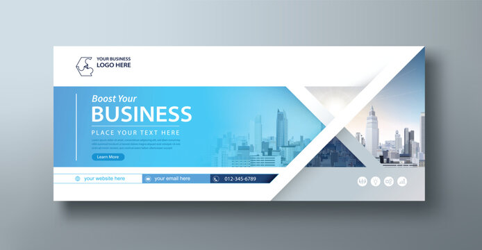 Corporate web banner mockup, a social media template for branding and a cover header background for websites