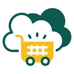 Online shopping green icon