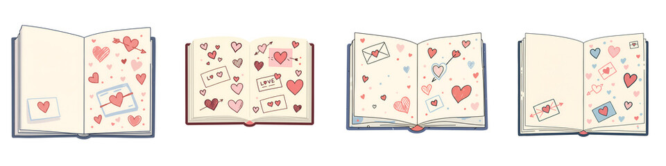 Obraz premium Romantic Notebook with Heart Doodles