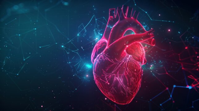 Glowing Human Heart with Network Connections