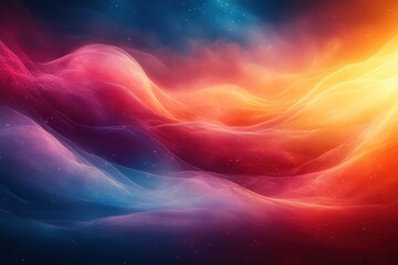 Abstract Digital Stream of Vibrant Colors Flows Across a Simulated Cosmic Landscape, Illuminated Against a Dark, Star-Dusted Background