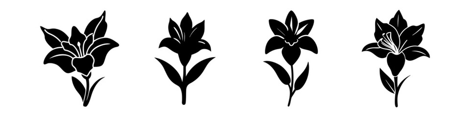 gladiolus flower icon, gladiolus flower silhouette vector illustration-simple silhouette illustration of gladiolus flower, perfect for gladiolus flower logos and icons