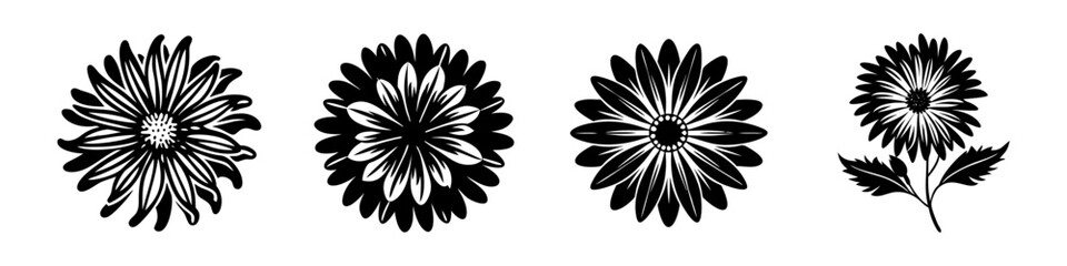 Fototapeta premium aster flower icon, aster flower silhouette vector illustration-simple silhouette illustration of aster flower, perfect for aster flower logos and icons