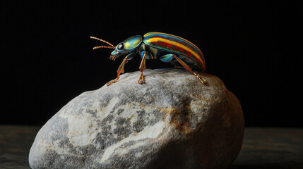 Jewel Beetle on Polished Stone Scientific Specimen