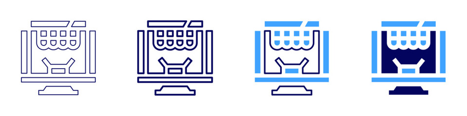 Fulfillment center icon in 4 different styles. Thin Line, Line, Bold Line, Duotone. Duotone style. Editable stroke