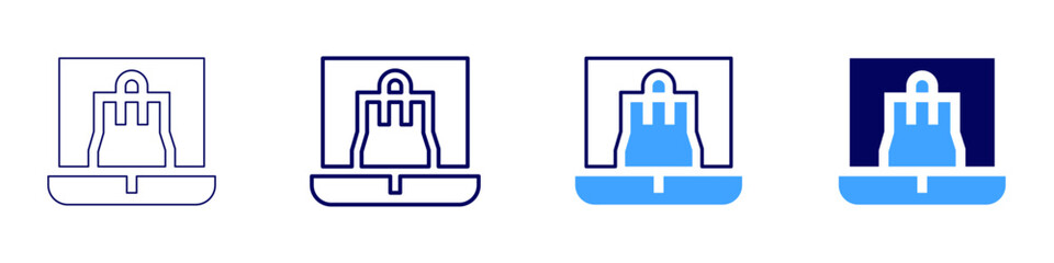 Immersive virtual stores icon in 4 different styles. Thin Line, Line, Bold Line, Duotone. Duotone style. Editable stroke