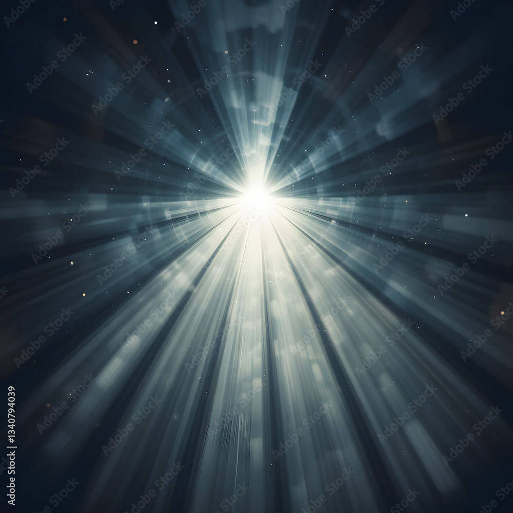 Poster illuminating radiance: a celestial display of light bursts forth from a central source, casting lumi