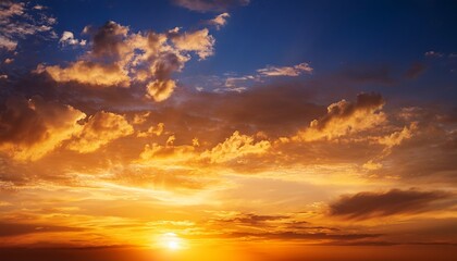 beautiful vivid sky painted by the sun leaving bright golden shades