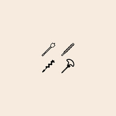 Drill Bit set icon flat vector design.