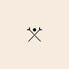 Shuffleboard cues with discs icon flat vector design. 