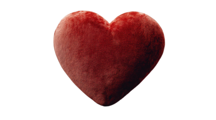 Fluffy red heart representing love and affection on transparent background