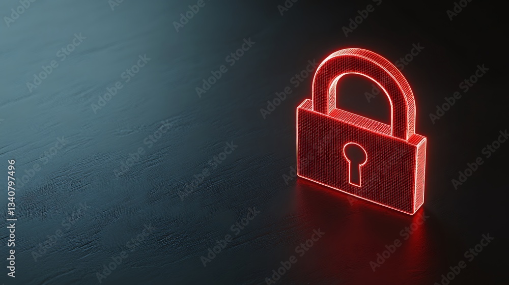 Aufkleber futuristic red digital lock icon on dark surface representing cybersecurity and data protection conc