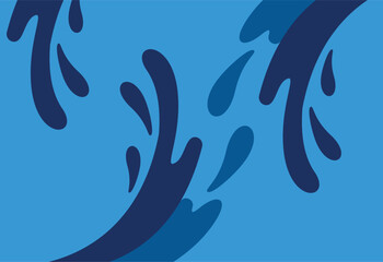 Fototapeta premium Abstract blue background with waves and drops of water. Vector illustration.