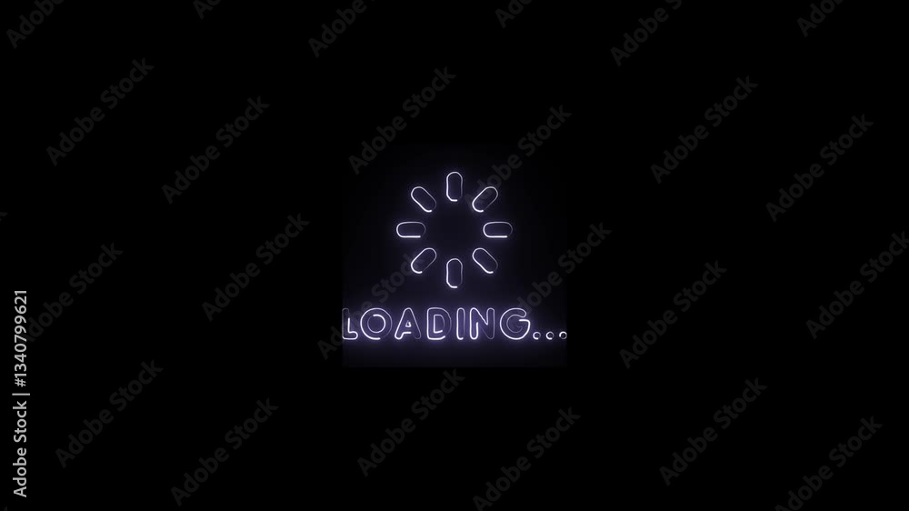 Poster loading screen animation animated spinning wheel icon with text and alpha background.