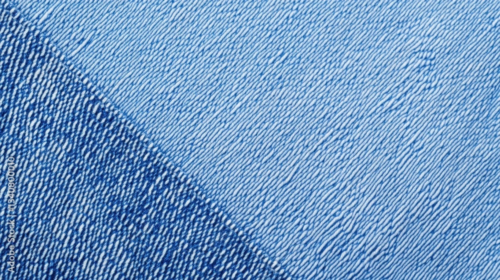 Poster a close-up image of denim fabric showcasing a textured pattern with a gradient from light to dark bl