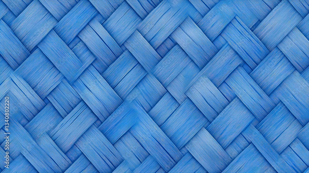 Poster a close-up image of a woven texture in varying shades of blue, showcasing a pattern that is intricat