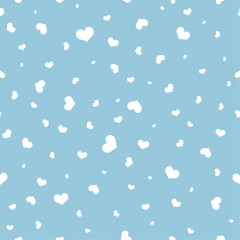 Blue hearts square seamless vector pattern background.