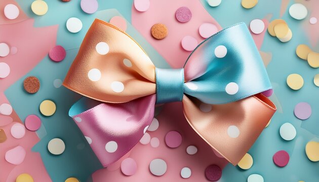 colorful polka dot bow with pastel colors